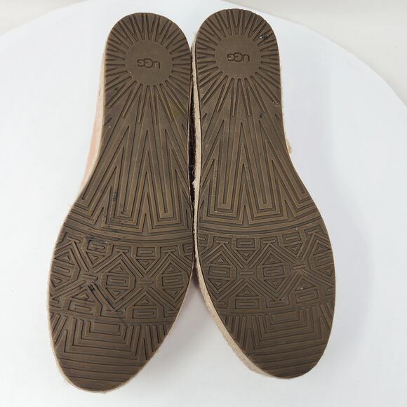 UGG Australia Heidi Espadrille Women 7 Pink Suntan Suede Geometric Perforated - Picture 11 of 14